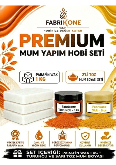 Premium Mum Yapım Hobi Seti - Parafin Wax 1 Kg - 2'li Toz Mum Boyası Seti - Turuncu, Sarı Bkfabpw1kg2tsr Karışık