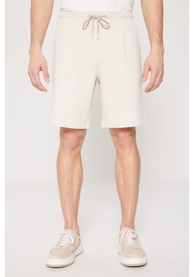 AC&Co / Altınyıldız Classics Erkek Bej Slim Fit Dar Kesim Pamuklu Yan Cepli Örme Şort Bej