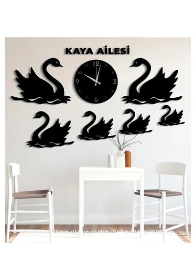 Modern Ahsap Dekor Dekoratif Duvar Saat+isim