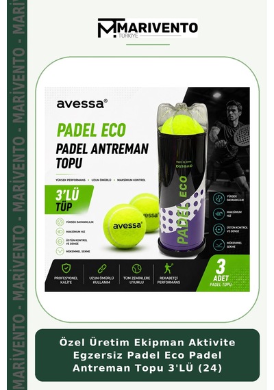 Özel Üretim Ekipman Aktivite Egzersiz Padel Eco Padel Antreman Topu 3'lü 24