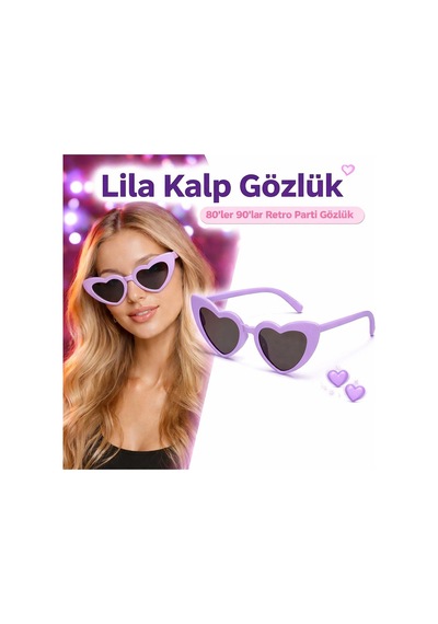 Mor Lila Retro Kalp Gözlük 80 Ler 90 Lar Stil Parti Gözlüğü - Parti Gözlüğü & Maske 0 - 99