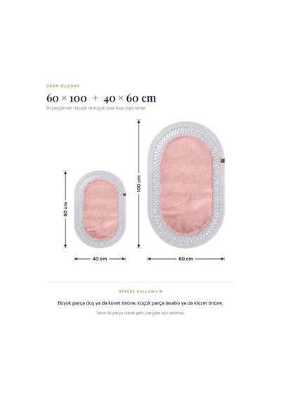 Banyo Paspası Takımı 60x100+40x60 Cm İç Trikot Pembe & Gümüş