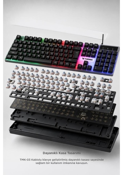 Eğlence Ekipmanı Donanım Paketi Oyuncu Rgb Işıklı Kablolu Q Klavye Ve Mouse Seti Tmk03