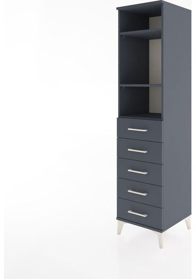 Hyperion Dolap 3 Raflı 5 Çekmeceli 44x44x182 Antrasit-antrasit Antrasit