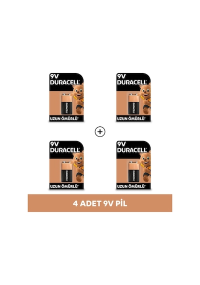 Duracell 6LR61/MN1604 Alkalin 9V Pil 4'lü