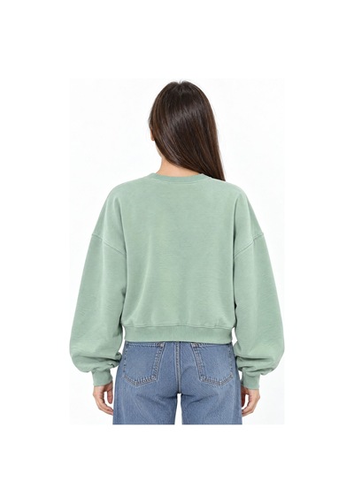 Hiccup Busem Bisiklet Yaka Sweatshirt Adaçayı Yeşili