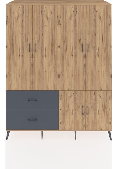 Kronos Gardrop 5 Raflı 2 Çekmeceli 2 Askılı 176x59x221 Çam-çam/antrasit Çam/antrasit Kronos Gardrop 5 Raflı 2 Çekmeceli 2 Askılı 176x59x221 Çam-çam/antrasit Çam/antrasit