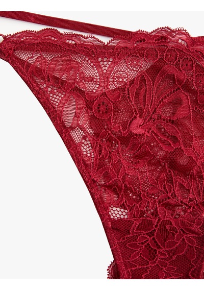 Koton Rahat Kalıp Dantelli String Külot Bordo 6wlk30133mk Bordo