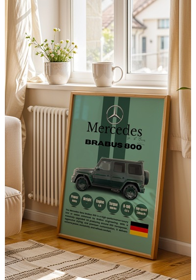 Mercedes Brabus 800 Premium Spor Araba Tablosu - Teknik Özellikli Otomobil Sever Duvar Dekoru Kayın