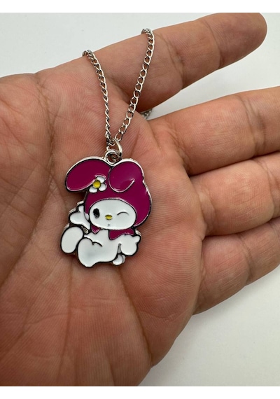 Göz Kırpan My Melody Figürlü Pembe Kolye 60 Cm Zincirli Kawaii Anime Takı Çok renkli