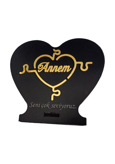 Anneler İçin Ahşap Kalp Dekor Seni Çok Seviyoruz Yazılı Hediye