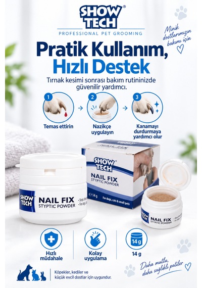 Showtech Kedi Ve Köpek Tırnak Kanama Durdurucu Toz 14 Gr