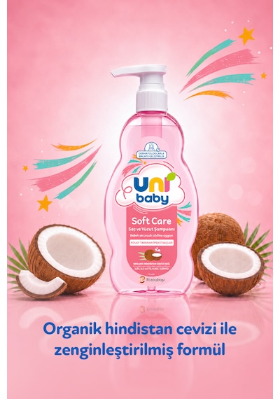 Uni Baby Soft Care Organik Hindistan Cevizi Yağlı Saç ve Vücut Şampuanı 700 Ml 3'lü