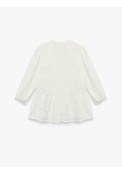 Koton Modal Kumaş V Yaka 3/4 Kol Peplum Kesim Kruvaze Bluz Beyaz 6wak60102pw Beyaz