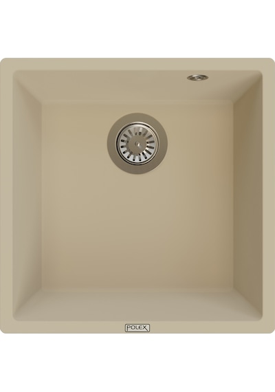 Polex Cristalüx Granit Evye P-X40 Bej Tezgah Altı Ve Tezgah Üstü Kare Mutfak Evyesi 53.8x44 CM