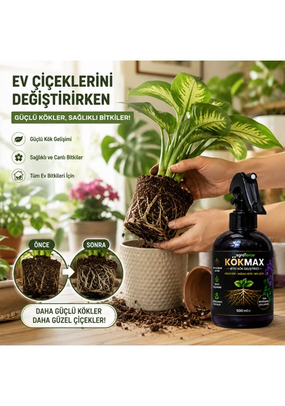 Kökmax Ev Bitkileri İçin Kök Güçlendirici Ve Çiçek Coşturucu Sprey 500 ML