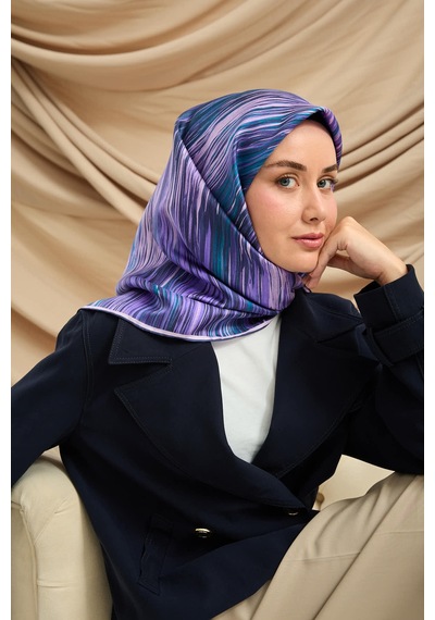 Silk Home Twill İpek Eşarp 11484-27 Mor, Patina, Pudra, Lila, Lacivert