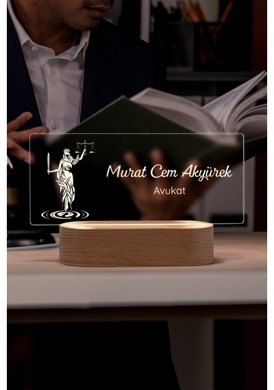 Kişiselleştirilebilir Avukatlara Özel Led Masa İsimliği Masif Ahşap Tabanlı Usb Kablolu Pleksi Led Gece Lambası Kişiselleştirilebilir Avukatlara Özel Led Masa İsimliği Masif Ahşap Tabanlı Usb Kablolu Pleksi Led Gece Lambası