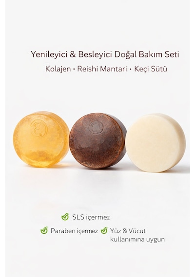 Olgun Ciltler İçin Yenileyici Ve Dolgunlaştırıcı 3 Lü Doğal Bakım Sabun Seti Keçi Sütü