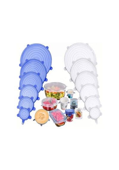 6 Lı Esnek Silikon Streç Kapak Seti Plastik Çok Renkli Diğer