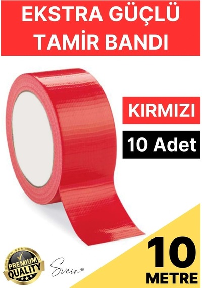 10 Adet 10 Mt Kırmızı Tamir Takviye Kapatıcı Güçlü Onarım Bandı Su Geçirmez Sızdırmaz Dayanım Çatlak