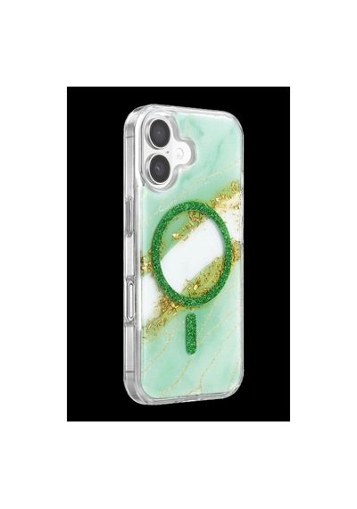 Onegif Apple İphone 17 Lotus Simli Magsafe Kapak - Yeşil