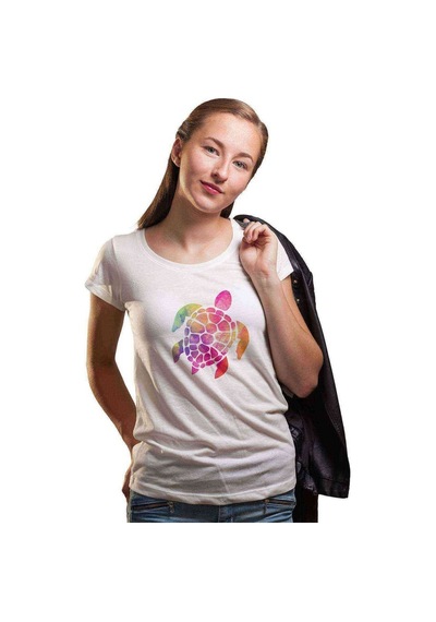Silhouette Sea Turtle Kadın Beyaz Tshirt