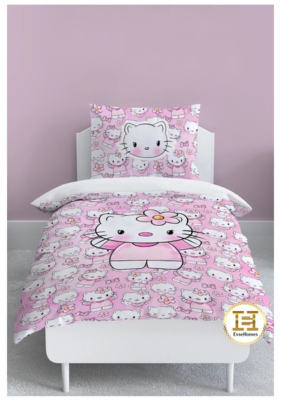 Dijital Baskı Hello Kitty Nevresim Takımı