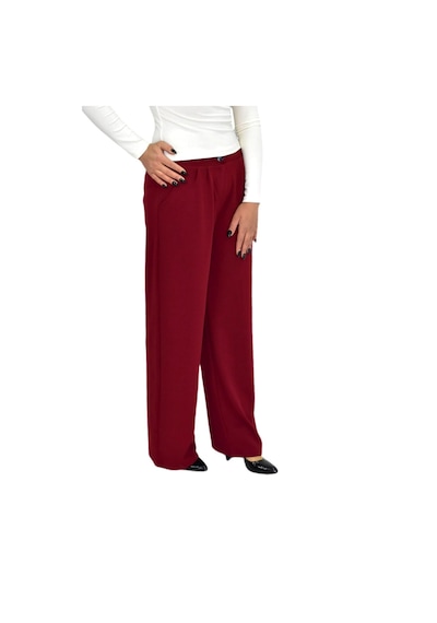 Nazal Kadın Pileli Beli Lastikli Bol Pantolon Bgl-st04252 Bordo