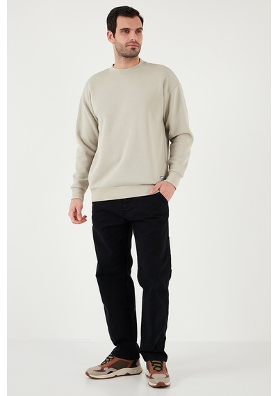 Buratti Regular Fit Bisiklet Yaka Pamuklu Içi Tüylü Yumuşak Şardonlu Erkek Sweat 5905255 Krem