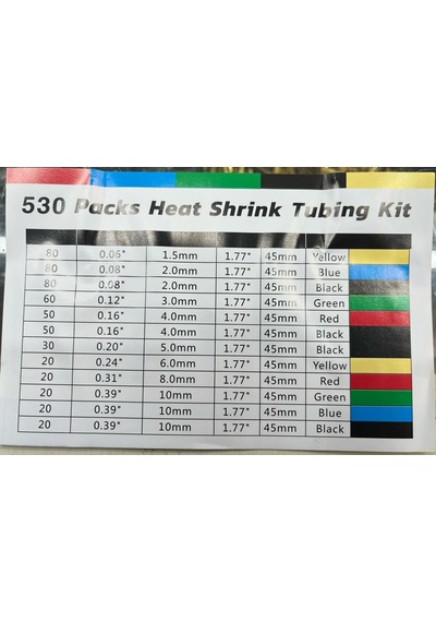 Isı İle 1/2 Daralan Makaron Kutulu Set - 530 Parça