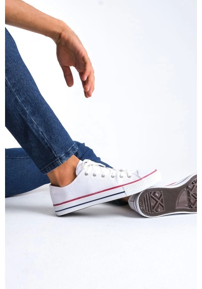 Jy0422 Luke Bağcıklı Keten Kumaş Erkek Günlük Sneaker Ayakkabı Kbt - Beyaz Beyaz