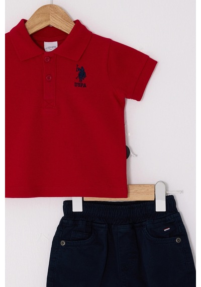 U.S. Polo Assn. Erkek Bebek Pike T-shırt 2li Takım - Kırmızı Kırmızı