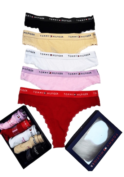 Tommy Hilfiger Bayan Dantelli Külot Set 5"li Çok Renkli