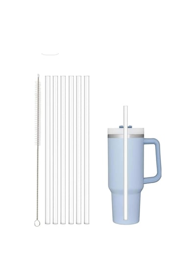 6 Adet 30 Cm Stanley Quencher Uyumlu Tritan Pipet Seti 30 Cm Tritan Pipet & Temizlik Fırçası Karışık/çok Renkli