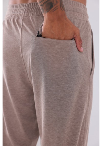 Rowinger Premium Merserize Kumaş Logolu Lastikli Paça Jogger Erkek Eşofman Altı Camel A.kahve