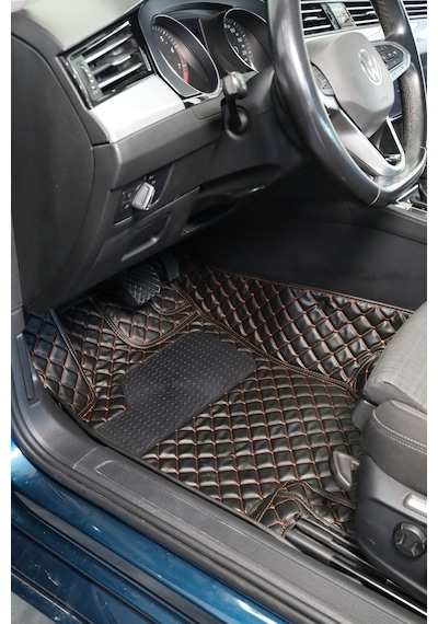 Honda Cıvıc Fd6 2007-2011 Siyah Üzeri Bakır Dikiş 8d Diamond Premium Tam Kaplama Deri Oto Paspas