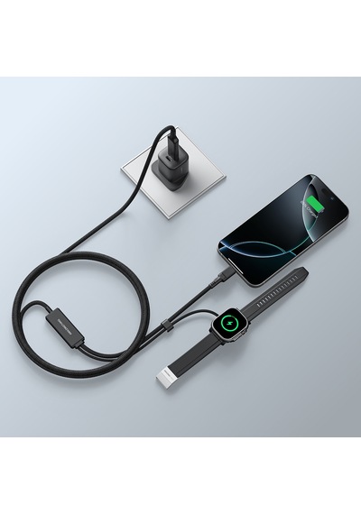Thunder Pro 7x 100w Watch Serisi Akıllı Saat Wireless 4in1 Type-c Pd - Usb Şarj Kablosu 1.5m Siyah
