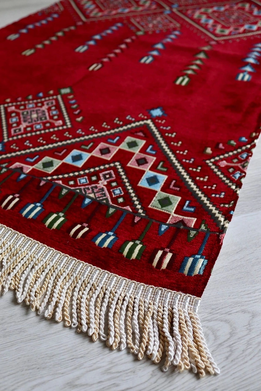 Kilim Desenli Astarlı Lüks Seccade S1020 Krımızı Kırmızı
