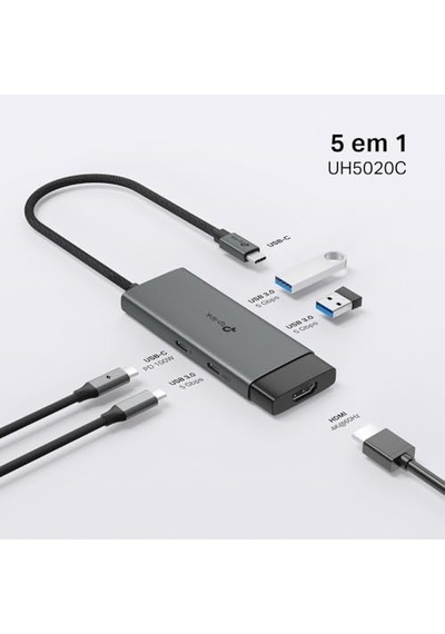 Uh5020c Usb-c 5-in-1 Hub 4k 60hz Hdmı 100w Hızlı Şarj 2 Usb-a Port 1 Usb-c Port Tak & Çalıştır