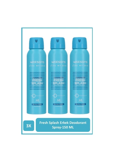 Watsons Fresh Splash Erkek Sprey Deodorant 3 x 150 ML