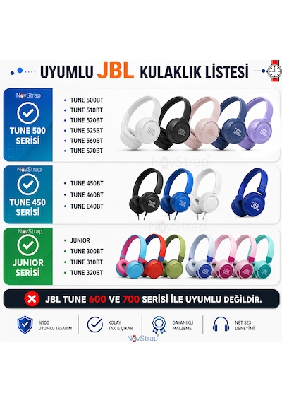 Novstrap Jbl Kulaklık Pedi Süngeri 500bt 510bt 520bt 560bt 570bt 525bt 450bt 460bt Jr310 İle Uyumlu Lila