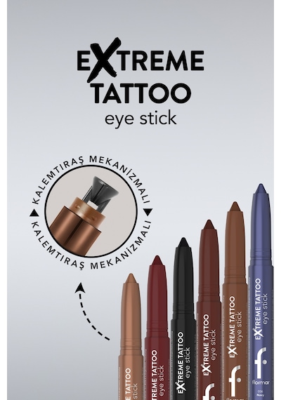 Flormar Extreme Tattoo Mat & Işıltılı Asansörlü Kalemtıraşlı Jel Göz Kalemi & Far Stick 8682536118972 002burgundy