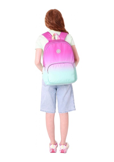Kaukko Rainbow Kız Çocuk Üç Bölmeli İlkokul Ve Ortaokul Çantası - Pembe Yeşil Renk Geçişli - K1798 Pembe - Yeşil