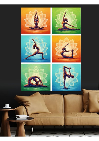 Yoga Pozları Sağlıklı Yaşam Dekoratif Kanvas - Mdf Ahşap Tablo
