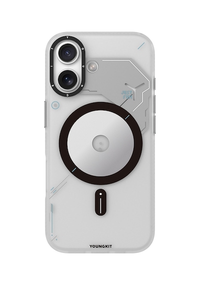 Apple Uyumlu iPhone 17  Kılıf M-safe Şarj Özellikli Disk Desenli Youngkit Disc Battle Kapak Gri Gri