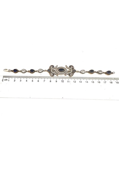 Otantik Safir Ve Zirkon Taşlı 18 Cm Gümüş Bileklik 925 Ayar