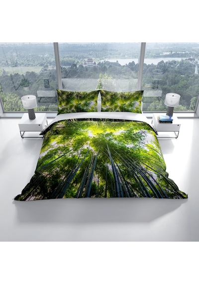 Cattleya Forest 1 3D Pamuk Saten Çift Kişilik Nevresim Takımı