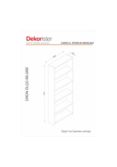 Dekorister Cansu G 5 Raflı Kitaplık Beyaz