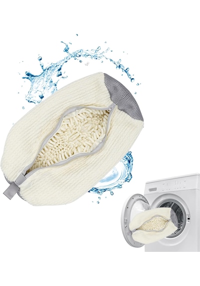 Ayakkabı Yıkama Çantası Özel Makarna Kumaş Fermuarlı Büyük Boy Mikrofiber Beyaz Renk Xl 40 X 20 Cm